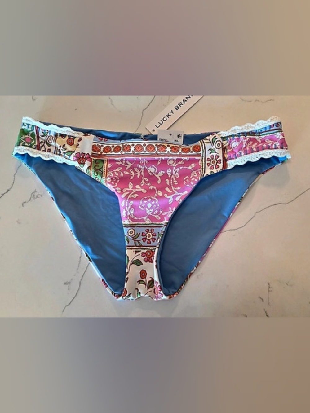 NWT Lucky Brand Verona Hipster Bikini Swim Bottom Multi Women's Sz Large
